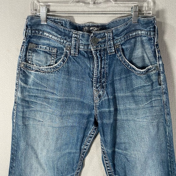 Silver Hunter Loose Tapered Denim Blue Jeans Pants Mens Size 31 x 32 - Picture 2 of 10